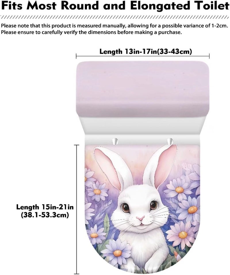 CREAMIC Easter Toilet Lid Cover and Tank Lid Cover Machine Wash Bathroom Super Soft Toilet Lid Cover Set Seat Covers Fits Most Lids for Accessories Decor or Holiday Decoration - Image 5